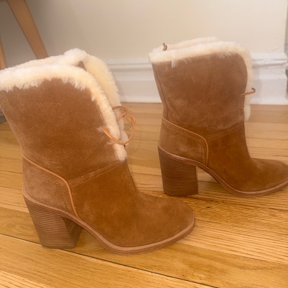 UGG JERENE Chestnut Suede Mid-Calf Boots - Picture 4 of 6